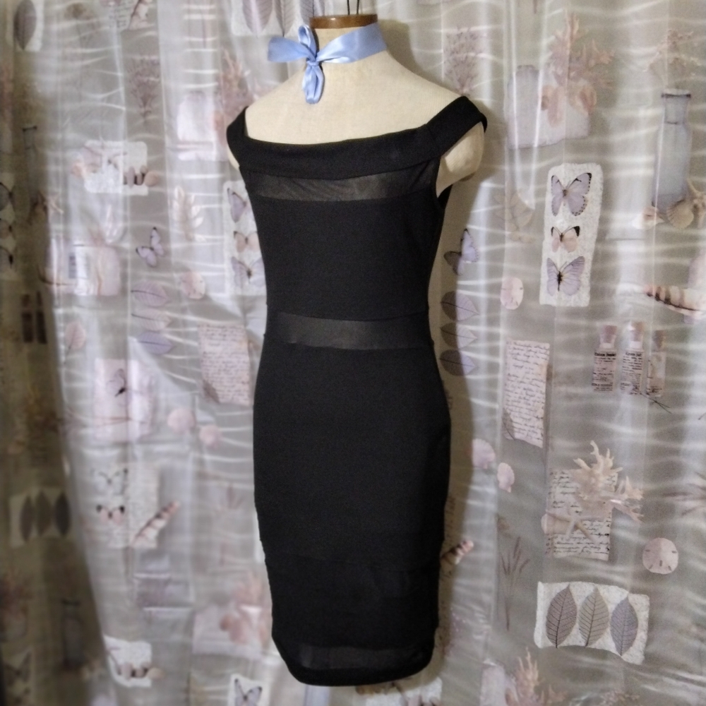 Rue 21 Mesh Panel Off Shoulder Little Black Body Con Dress Size Medium